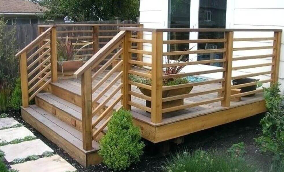 Wood deck railings